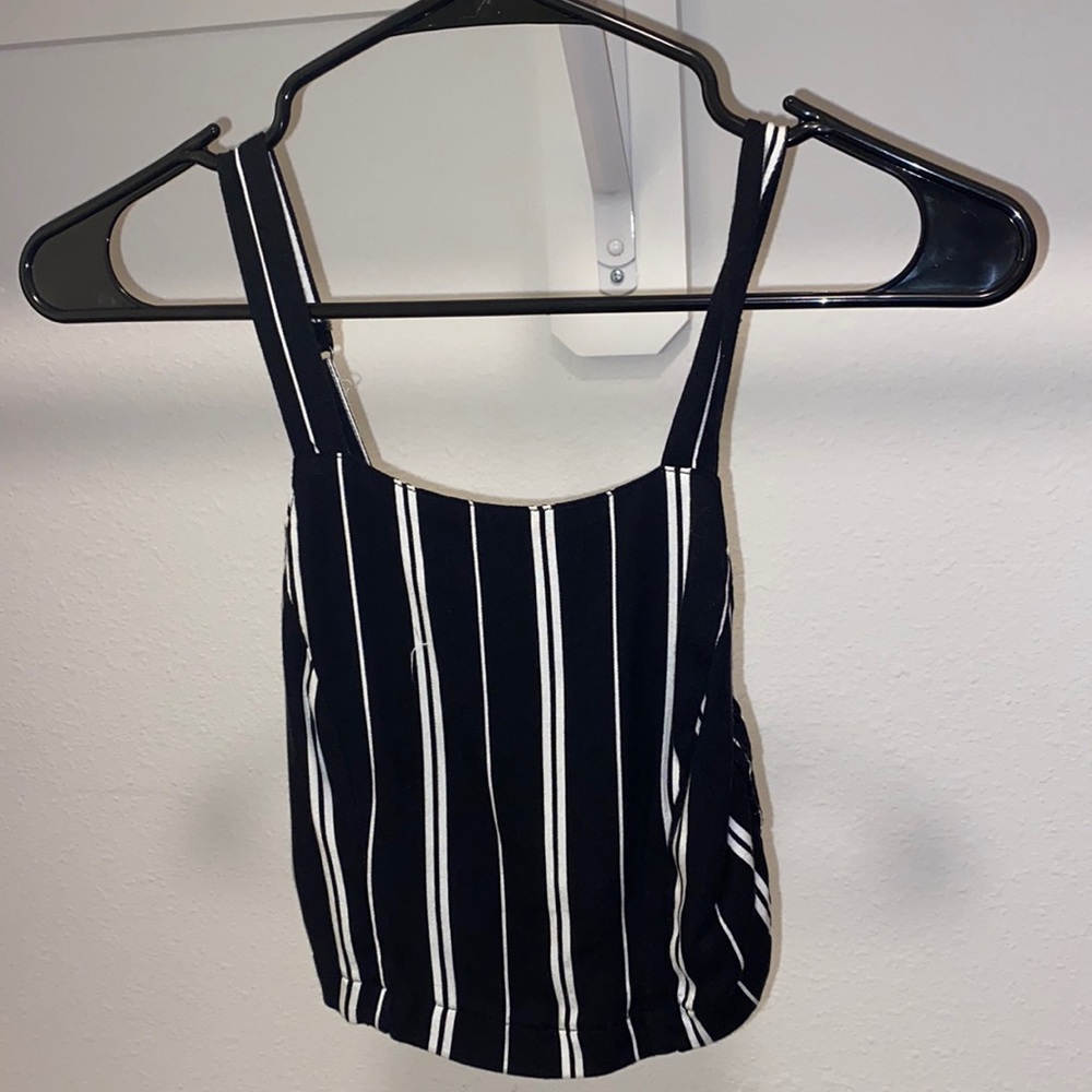Black & White Stripe Crop Top